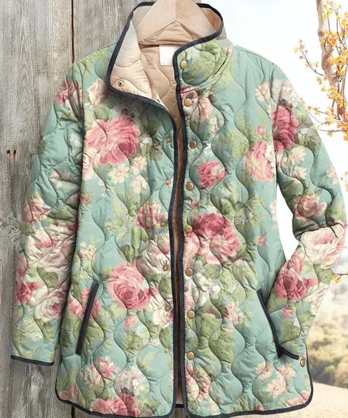 Mathilde – Quilted Jacket with Rose Pattern