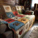 Quilted Sofa Cover with Paw Prints