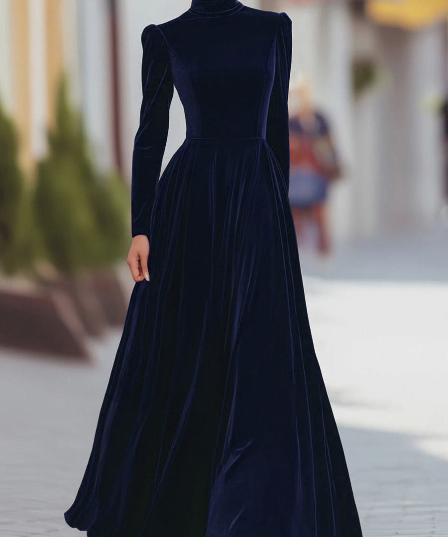 Éléonore | Maxi Dress in Velvet with High Neck