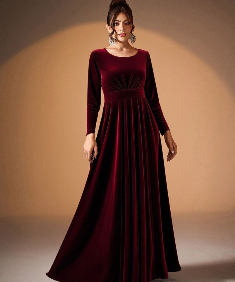 Béatrice | Velvet Maxi Dress with Long Sleeves
