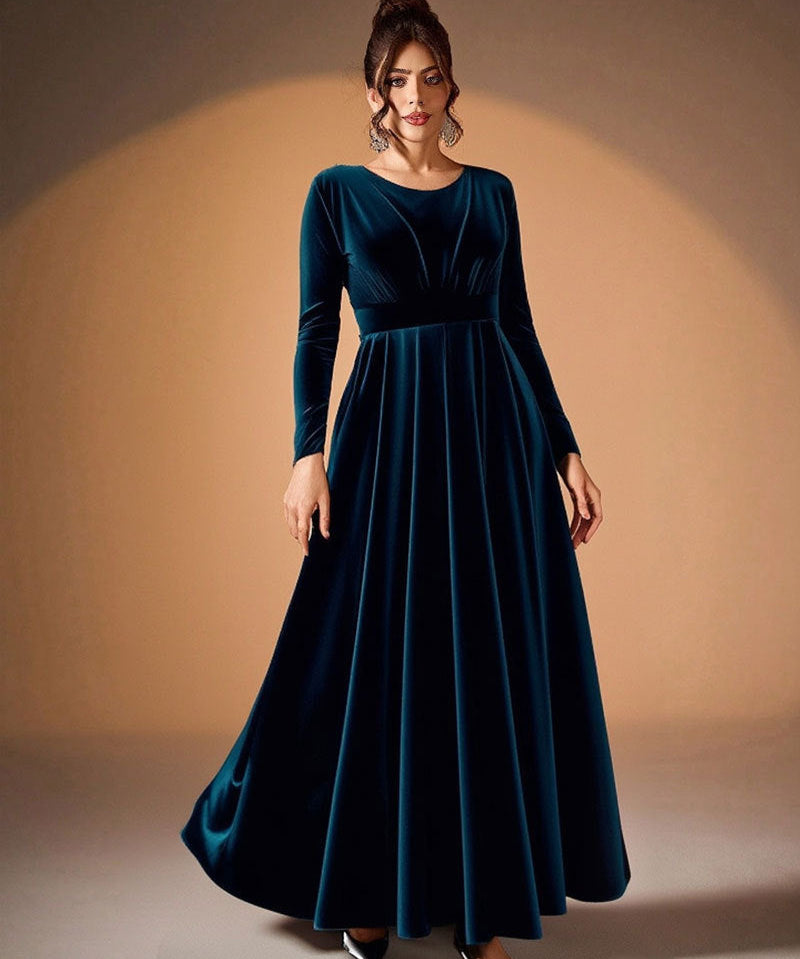 Béatrice | Velvet Maxi Dress with Long Sleeves