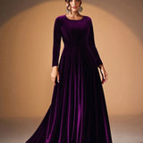 Béatrice | Velvet Maxi Dress with Long Sleeves