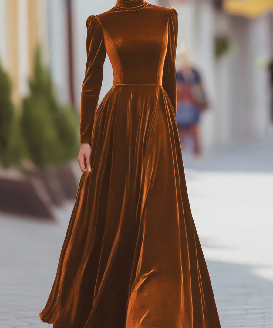 Éléonore | Maxi Dress in Velvet with High Neck