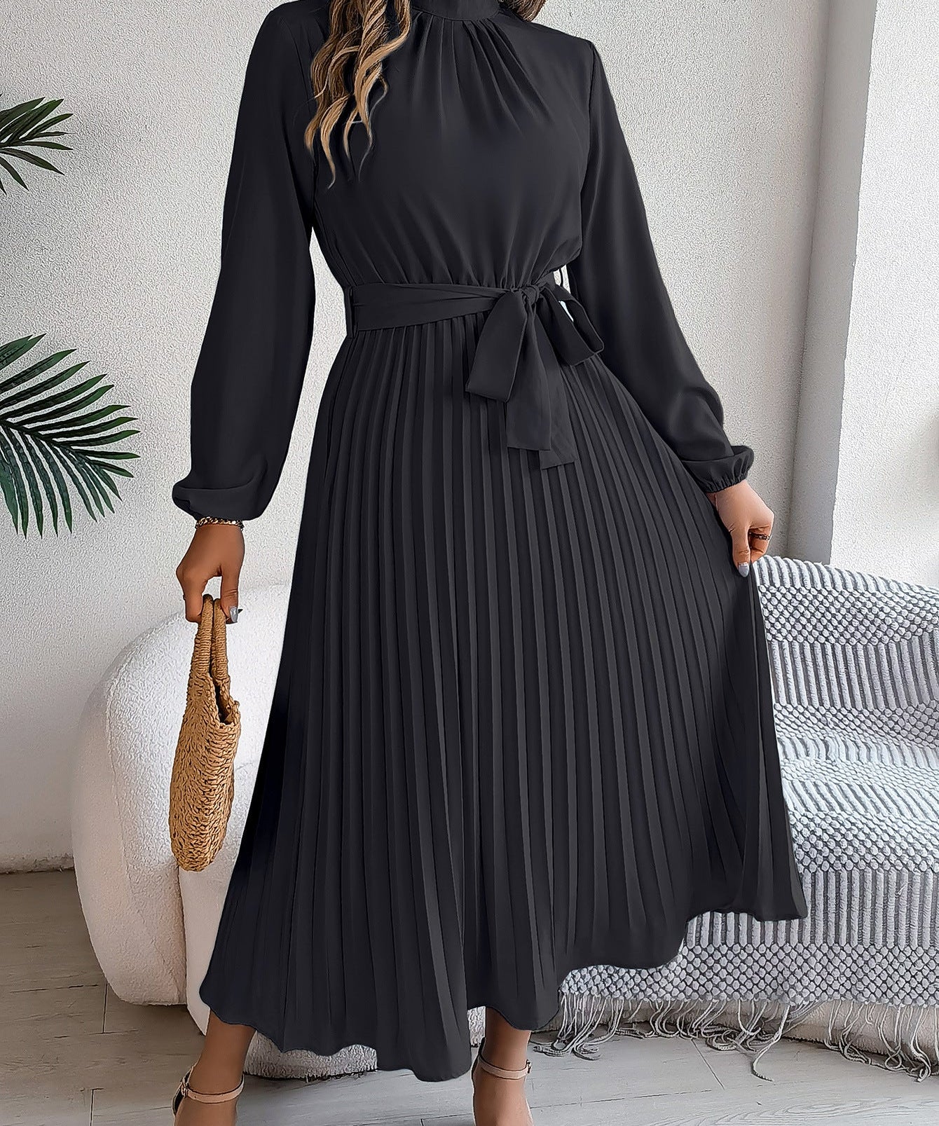 Martine | Belted Pleated Maxi Dress