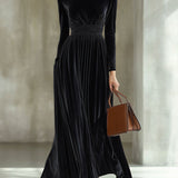 Marie | Pleated Velvet Maxi Dress