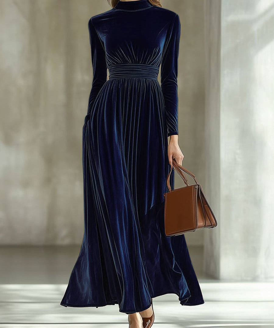 Marie | Pleated Velvet Maxi Dress
