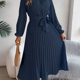 Martine | Belted Pleated Maxi Dress