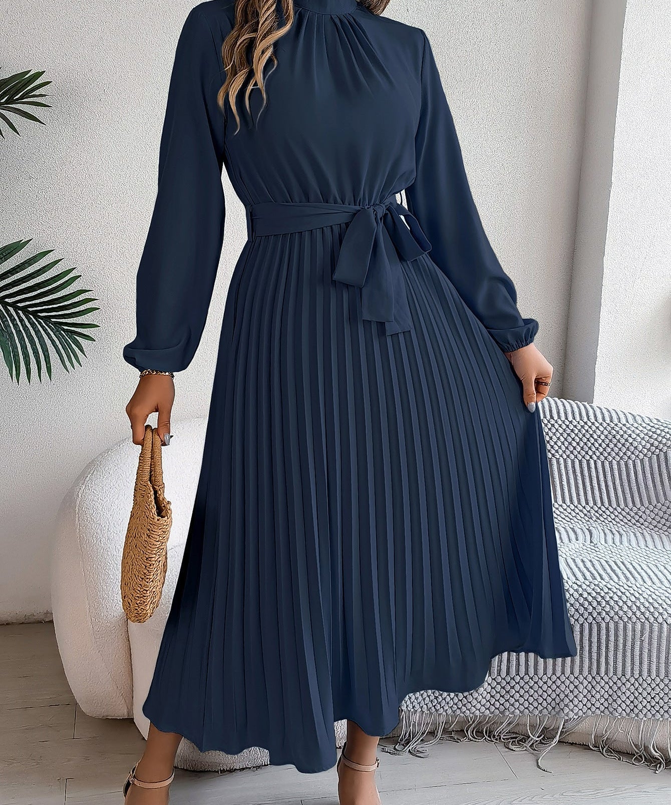 Martine | Belted Pleated Maxi Dress
