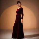 Béatrice | Velvet Maxi Dress with Long Sleeves