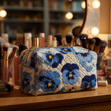 Quilted beauty case with pansies