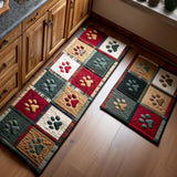 Non-slip kitchen rug with paw prints