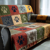 Quilted Sofa Cover with Paw Prints