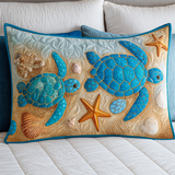 Quilted pillow cover with serene sea turtle NCU0NT8644
