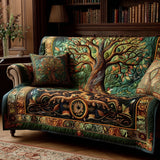 Quilted sofa cover with roots of nature