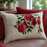 Rose Garden Design Quilted Cushion Cover
