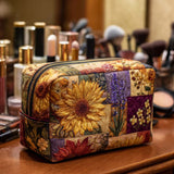 Padded Makeup Bag with Rustic Sunflowers