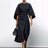 ELDRA | SATIN FEEL BATWING SLEEVE MAXI DRESS