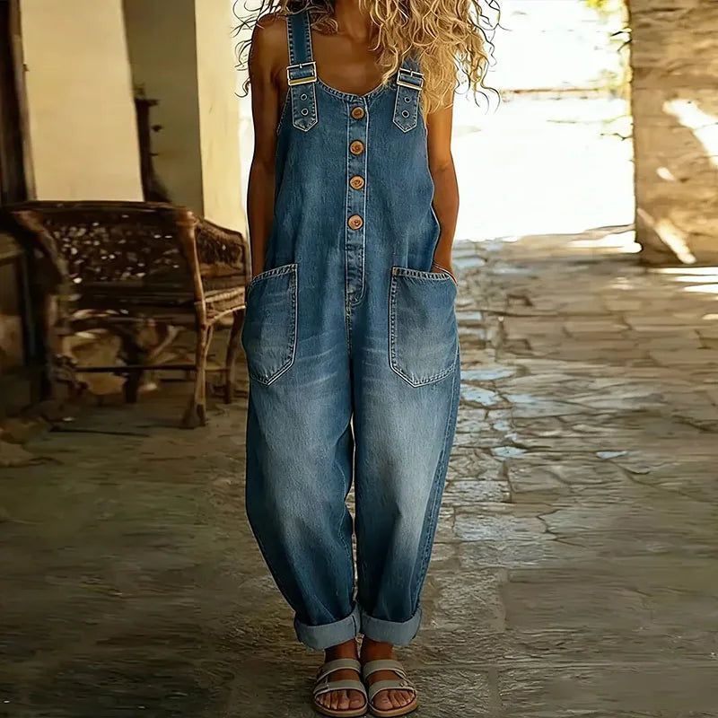 Maïwenn | Vintage Cotton Soft Denim Effect Dungarees