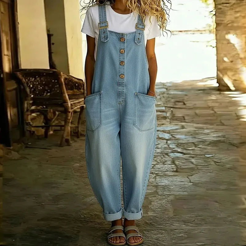 Maïwenn | Vintage Cotton Soft Denim Effect Dungarees