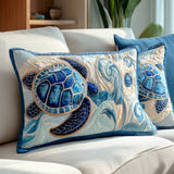 Quilted cushion cover with marine shells NCU0PT8221
