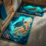 Non-slip kitchen rug with serene tide