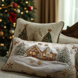 Padded Cushion Cover - Cabin in the Snow