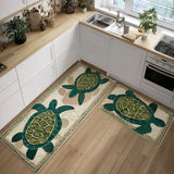 Non-slip kitchen rug with delicate shells