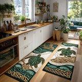 Non-slip kitchen rug with coral barrier