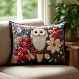 Quilted pillow cover with owl among flowers NCU0DK3621