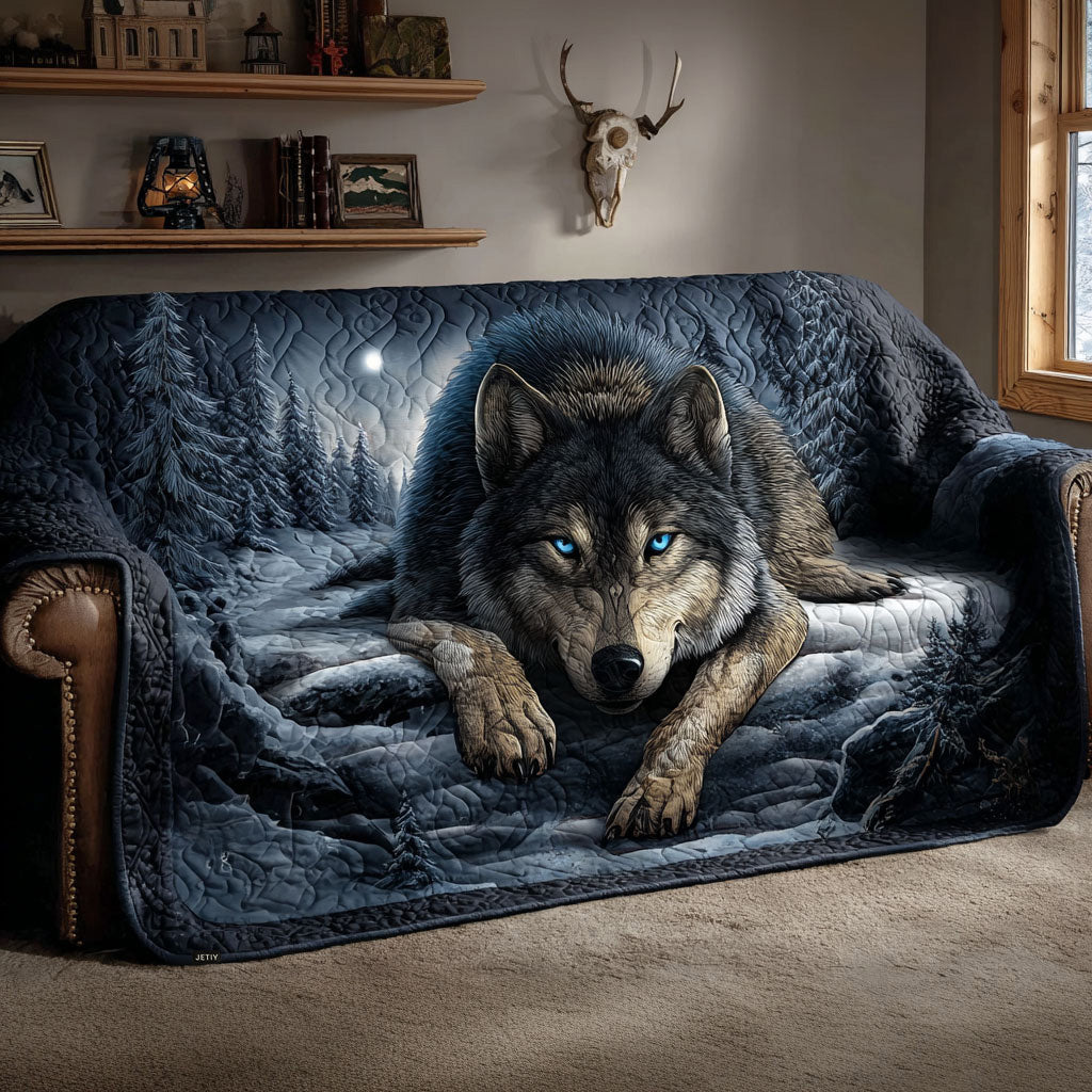 Quilted Sofa Cover with Wolf