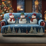 Quilted sofa cover with winter pattern