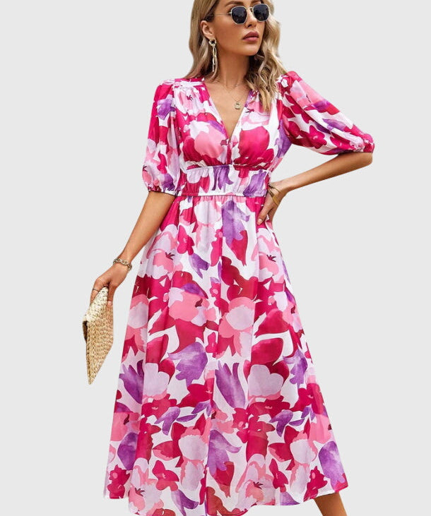 Merlin | Flattering Floral Midi Dress