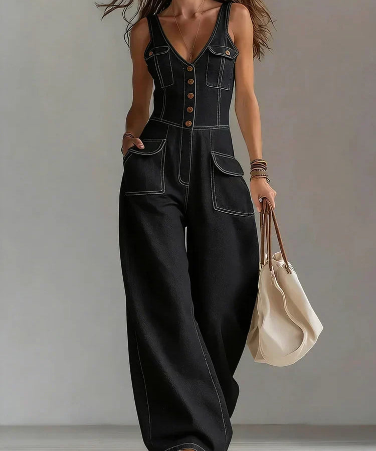 Octavie | Loose Denim Jumpsuit