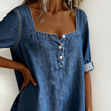 Marceline | Square Collar Denim Shirt