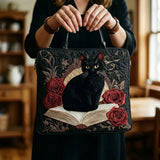 Handmade Bag - Black Cat on Books