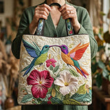 Handcrafted Bag - Hummingbird and White Flowers