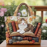 HANDMADE BAG - CAT SLEEPING WITH BOOKS