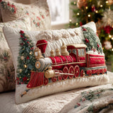 Padded cushion cover with steam locomotive design - For celebrations