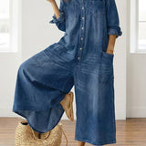 Anaïs | Vintage Denim Button-Up Jumpsuit