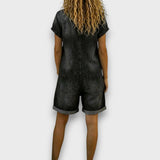 Tess | Short Cotton Dungarees with Denim Effect