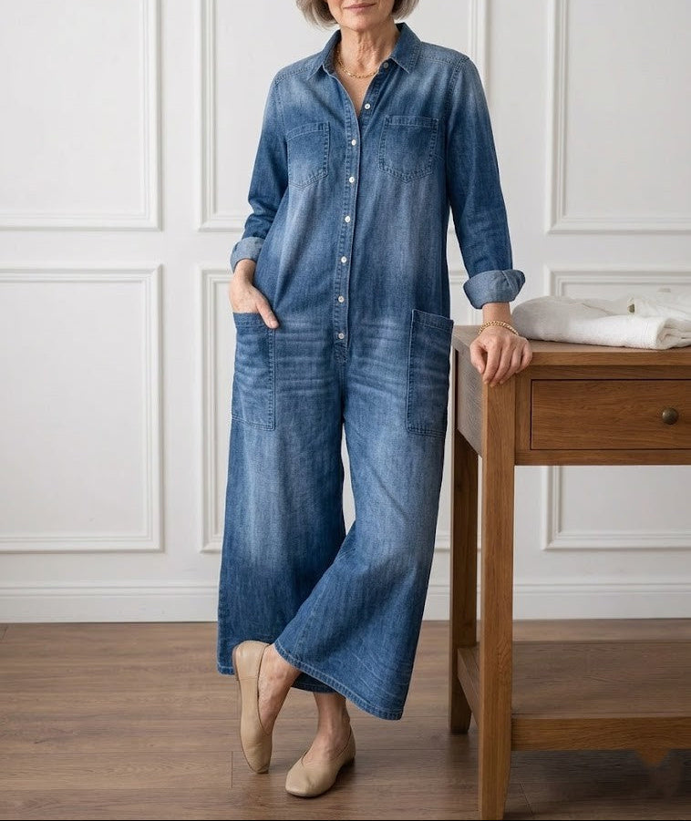 Anaïs | Vintage Denim Button-Up Jumpsuit