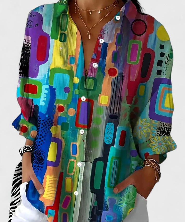 Léa | Elegant Blouse with Geometric Pattern